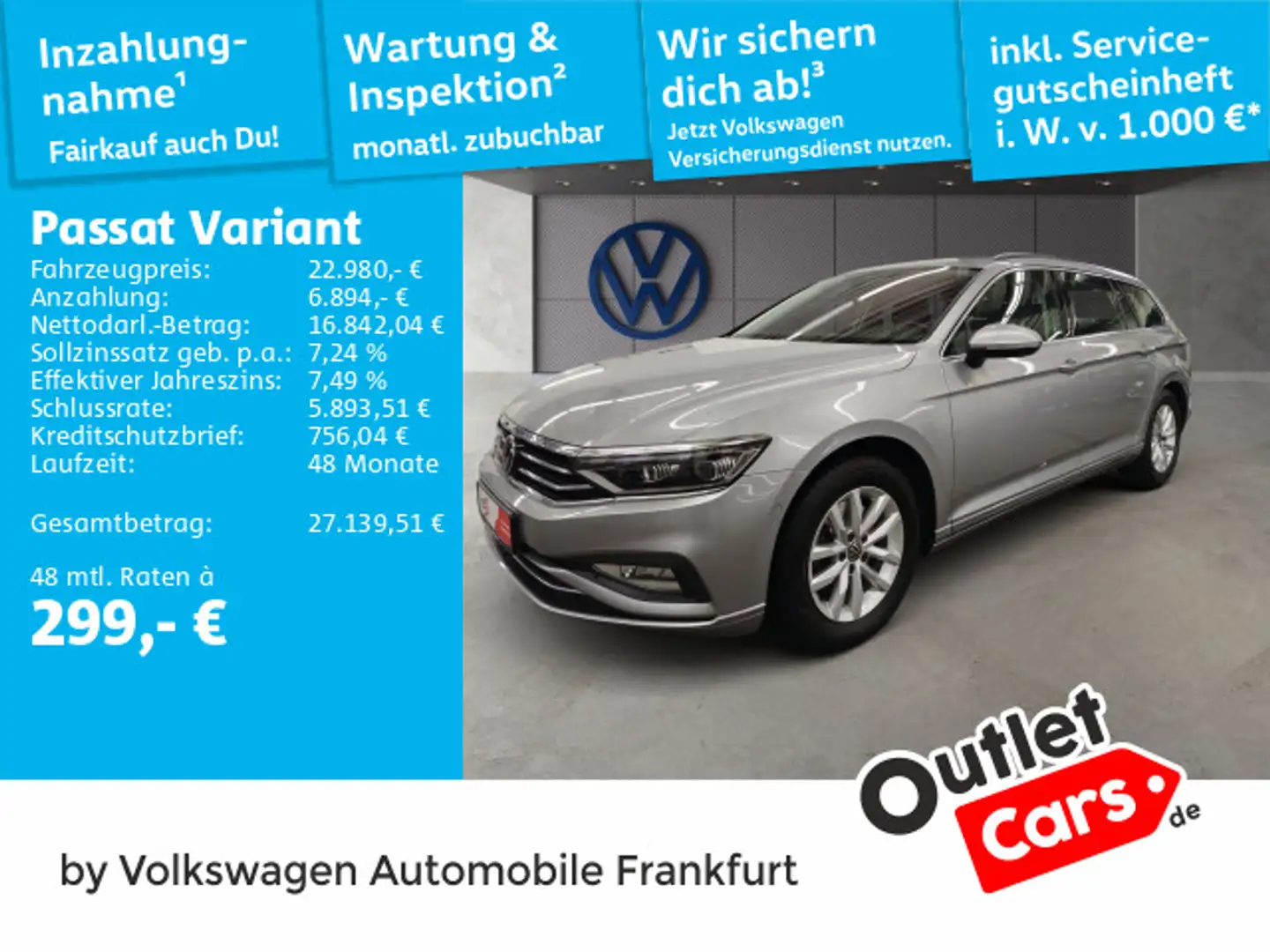 Volkswagen Passat Variant 2.0 TDI Business IQ.Light Navi AC Silber - 1