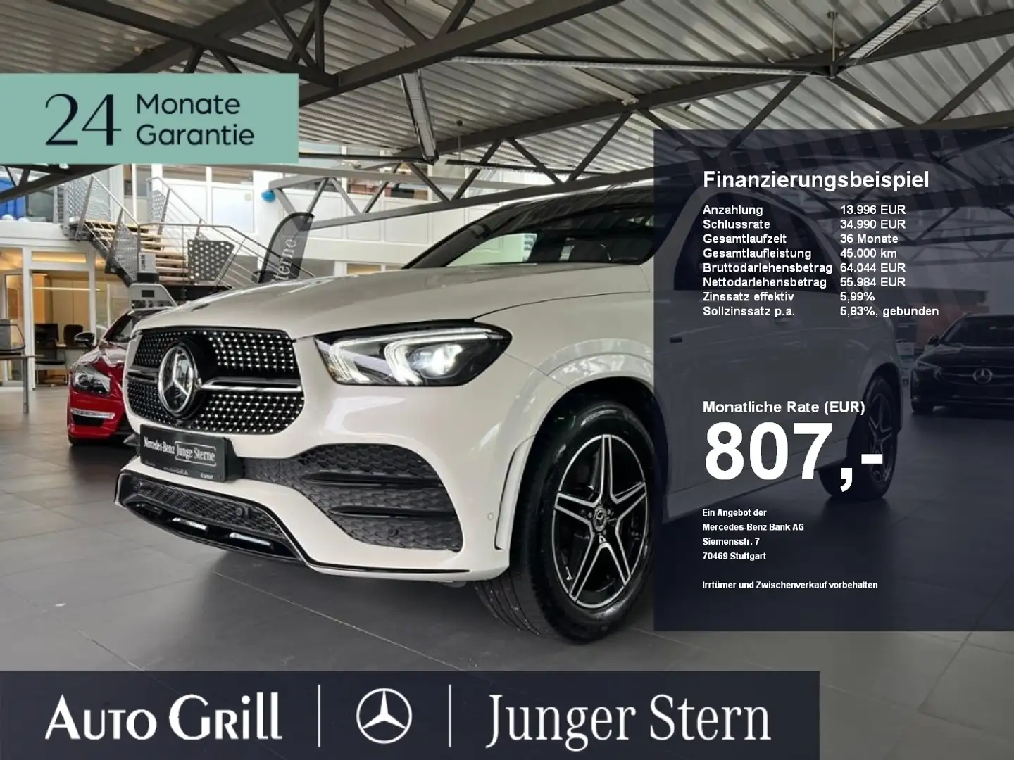 Mercedes-Benz GLE 350 de 4M AMG AHK Distr Mem Sitzklima Leder Weiß - 1