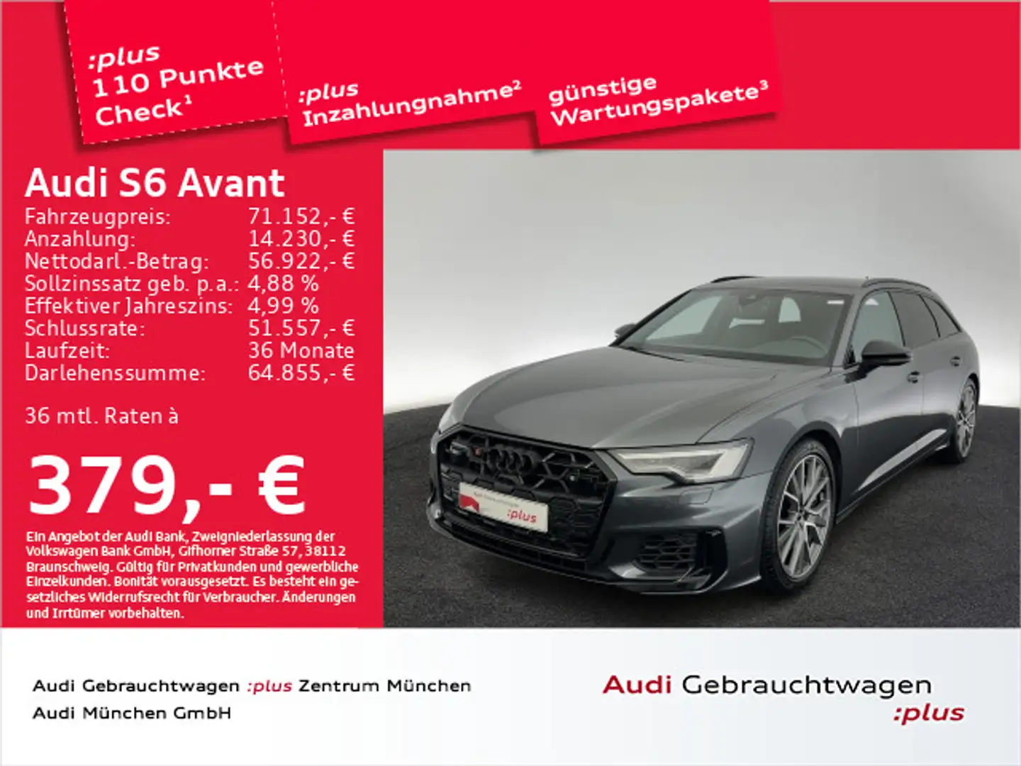 Audi S6 TDI tiptr. AHK/B&O/Kameras/Massage Grijs - 1