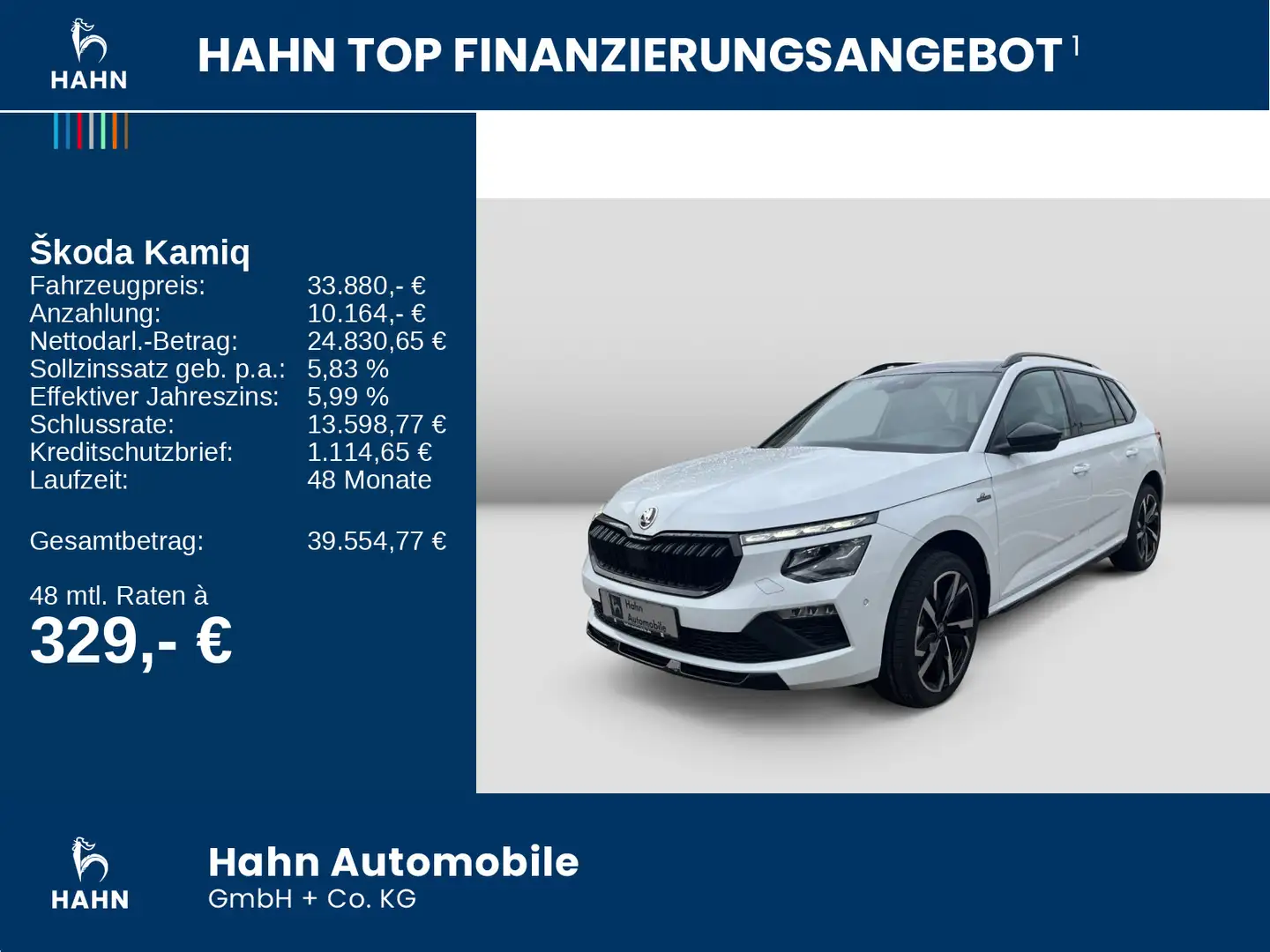 Skoda Kamiq Monte Carlo 1,5 TSI DSG AHK Infotainment + Weiß - 2
