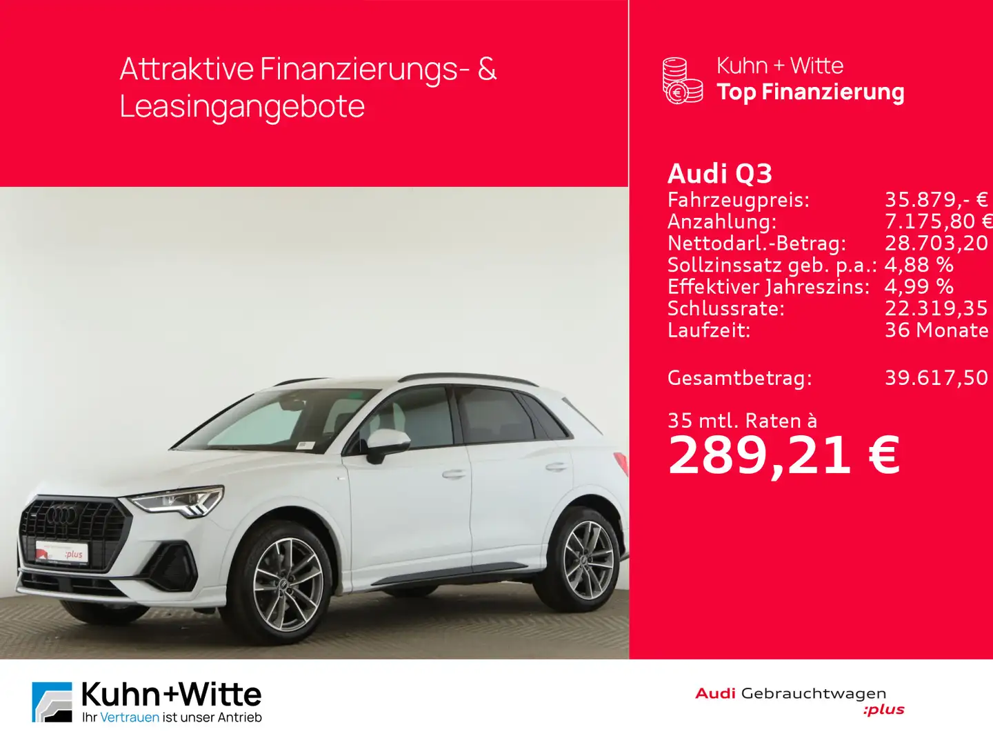 Audi Q3 40 TFSI quattro S line *AHK*LED*RFK*SONOS*MMI Weiß - 1