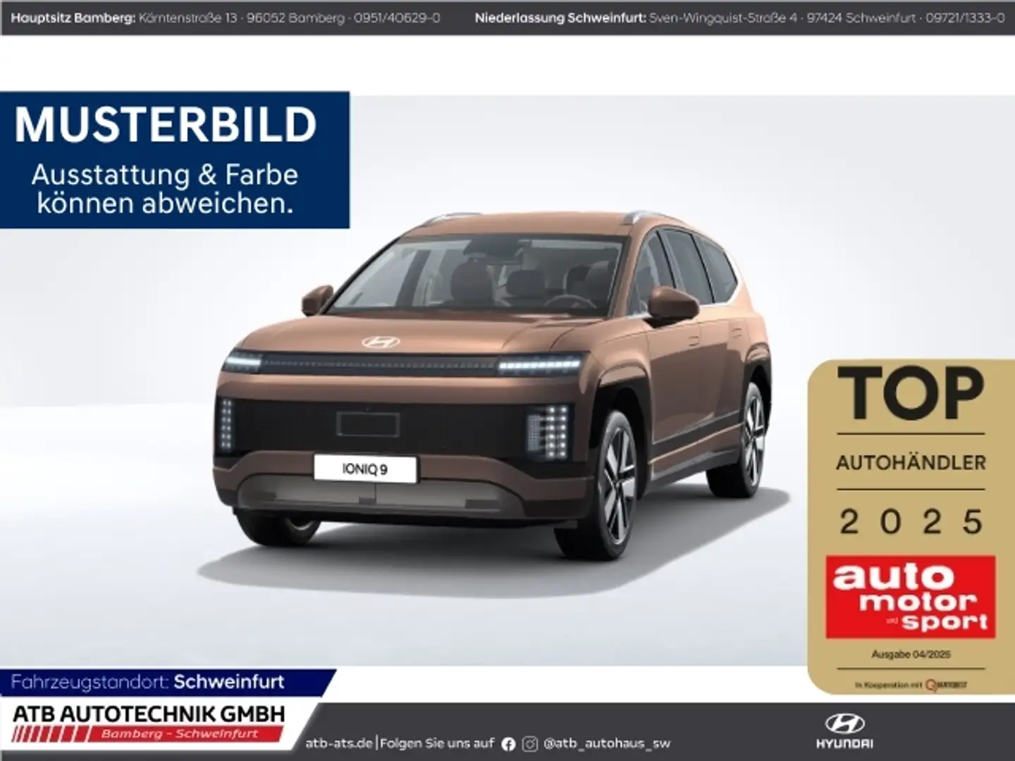 Hyundai 9 TECHNIQ 110 kWh Heckantrieb HUD Navi Memory Sitz Braun - 1