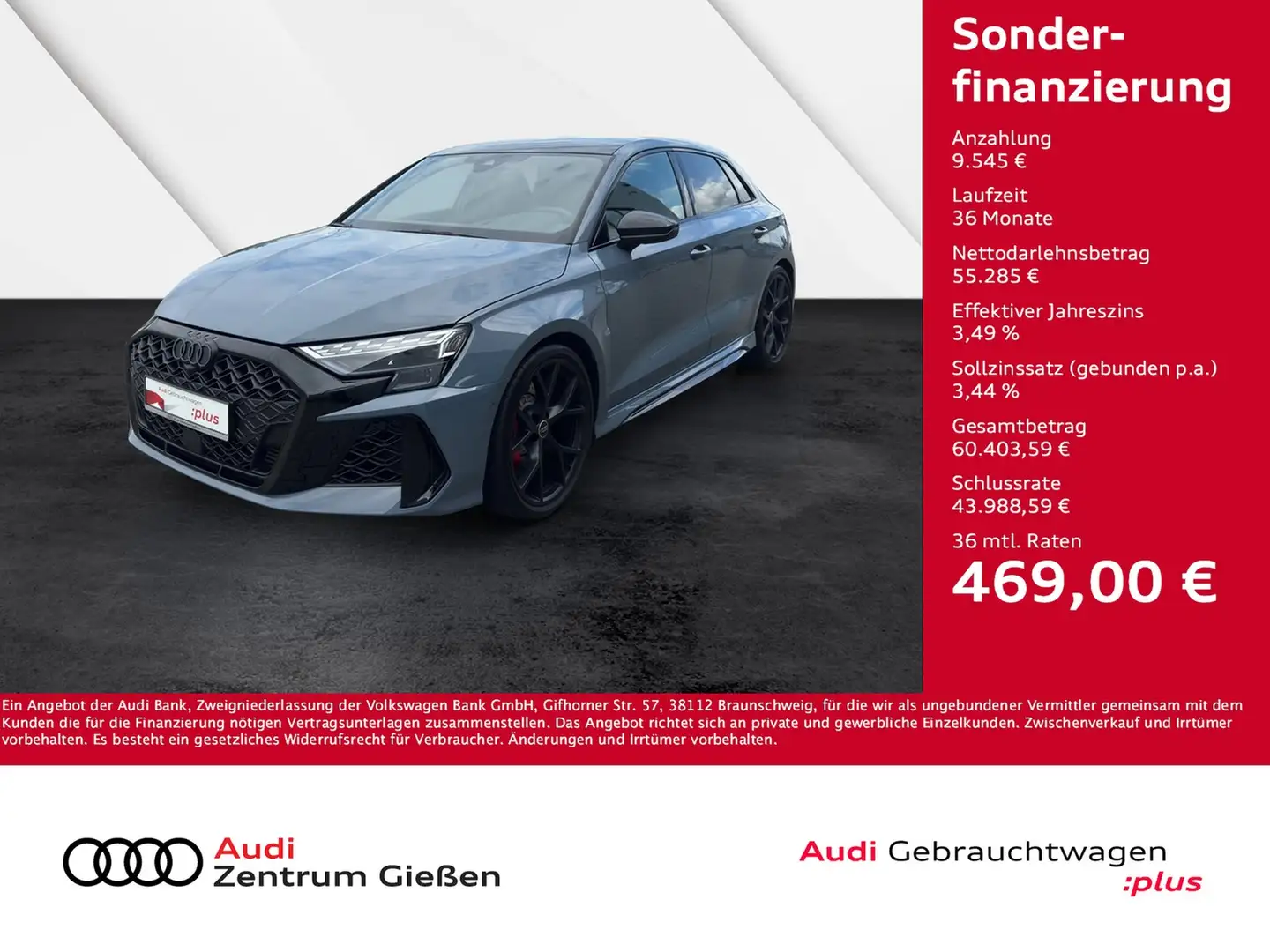 Audi RS3 RS 3 Sportback 2.5 TFSI quattro Black MATRIX Hu... Grau - 1