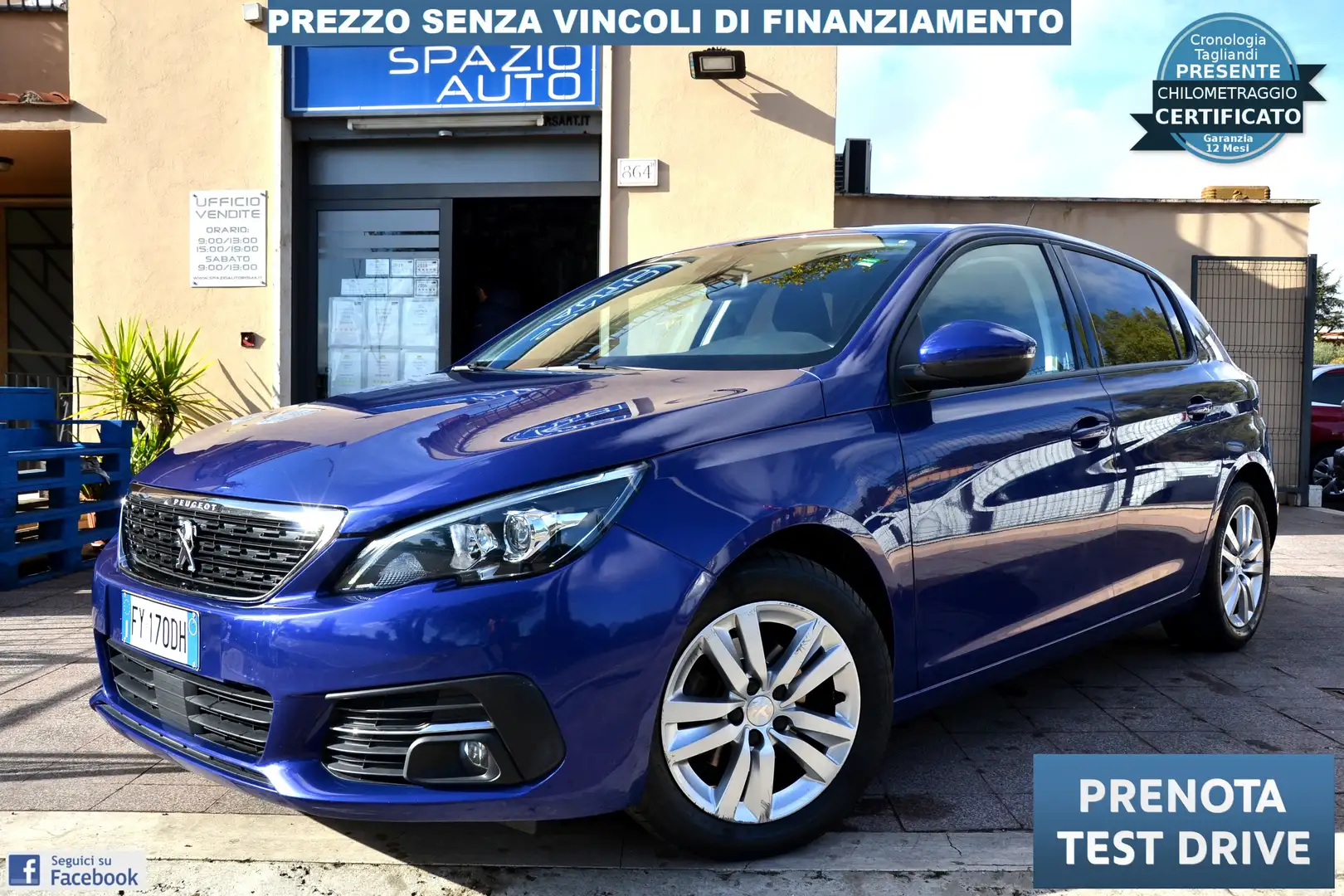 Peugeot 308 5p 1.5bluehdi 130cv * Unipro'-KmCertificati-EAT6 * Bleu - 1