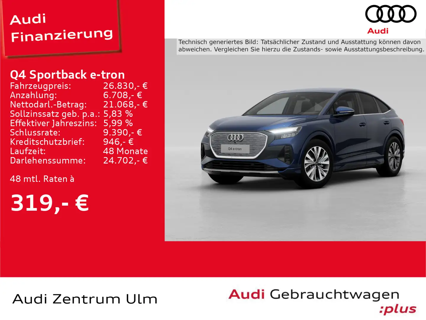 Audi Q4 e-tron Q4 Sportback 35 e-tron ACC ADVANCED KEYLESS SHZ Modrá - 1