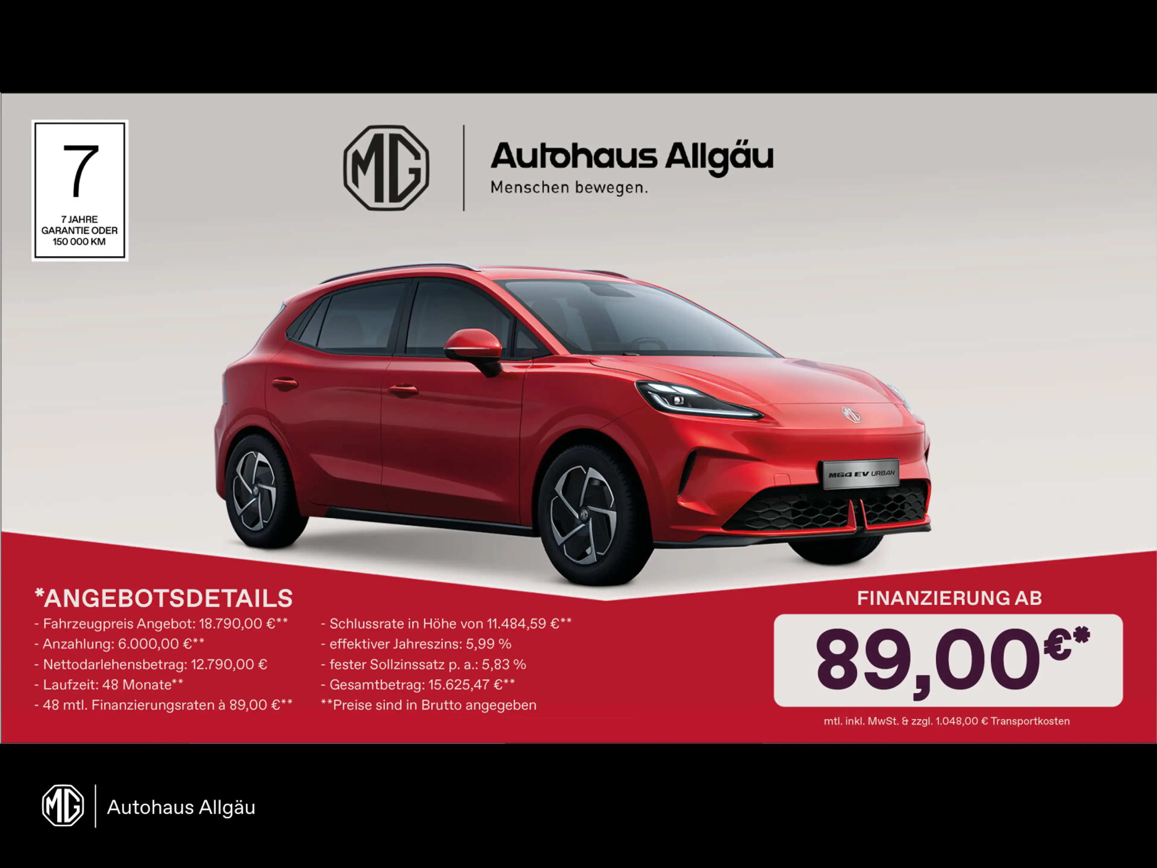 MG MG4 MG4 Urban 43kWh Active inkl. Transportkosten+Auslieferpaket