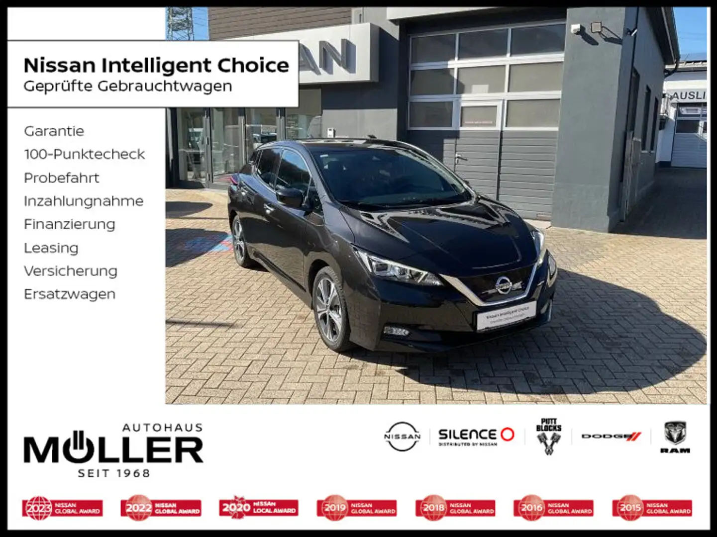 Nissan Leaf 40kWh Tekna Leder SH BOSE Navi AVM ProPilot Noir - 1