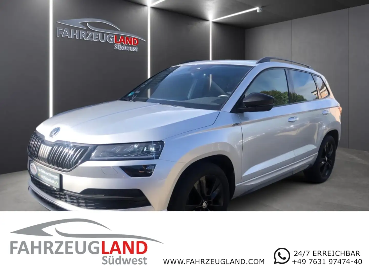 Skoda Karoq Sportline 4x4 2.0 TDI DSG el.-AHK Navi Pano Temp. Silber - 1