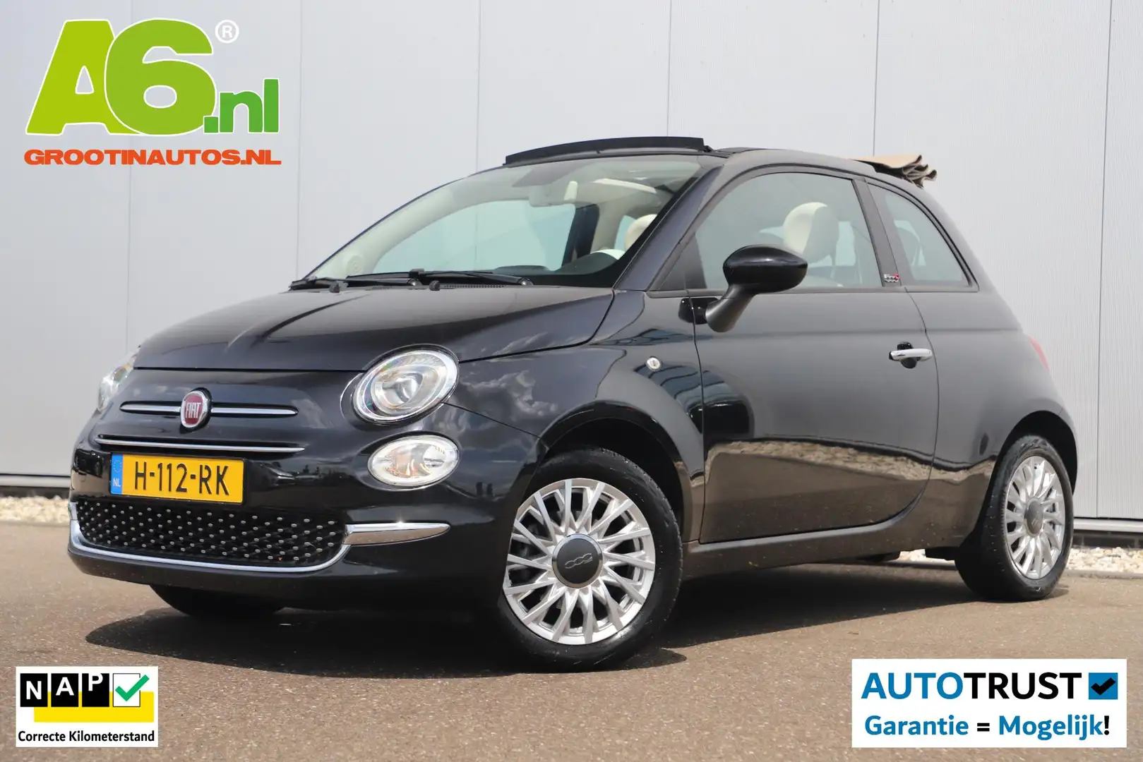 Fiat 500C 1.0 Hybrid Lounge Cabrio Navigatie Carplay Android Zwart - 1