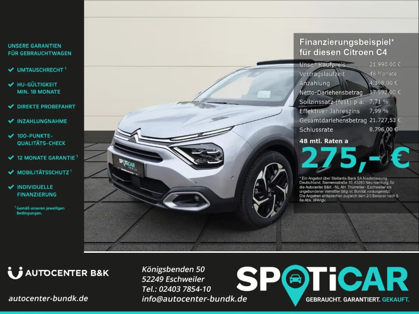 Citroen C4 PureTech 130 EAT8 MAX SHZ Hifi Schiebedach WSS beh Grau - 1