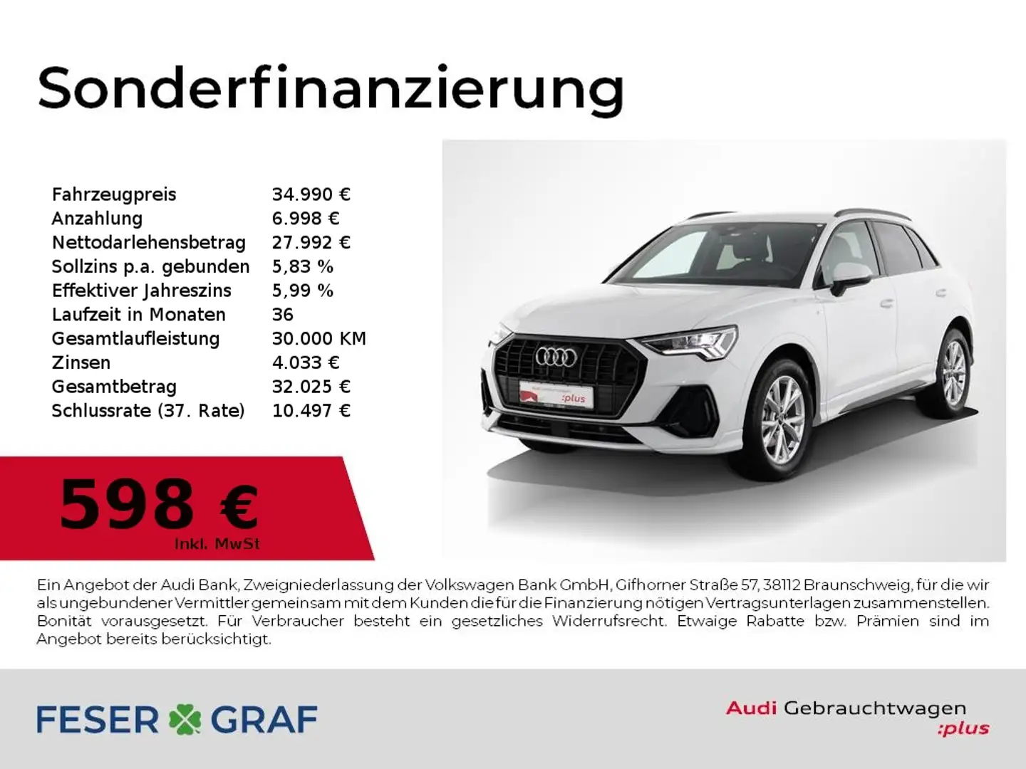 Audi Q3 S line 35 TFSI S tronic LED/ Navi Plus Weiß - 1