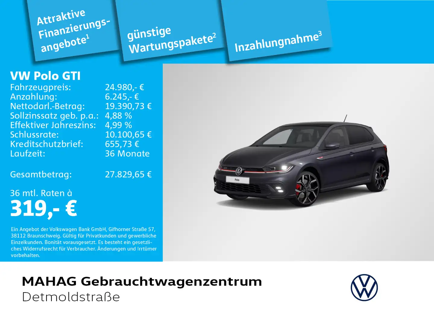Volkswagen Polo GTI 2.0 TSI IQ.Light Navi Pano ParkPilot Ap Grau - 1
