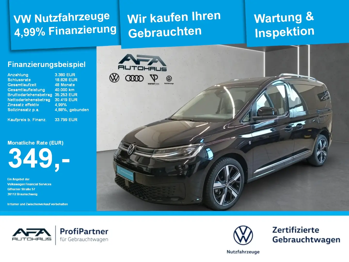 Volkswagen Caddy 2,0 TDI Style DSG LED*Navi*AHK*Sthz Nero - 1