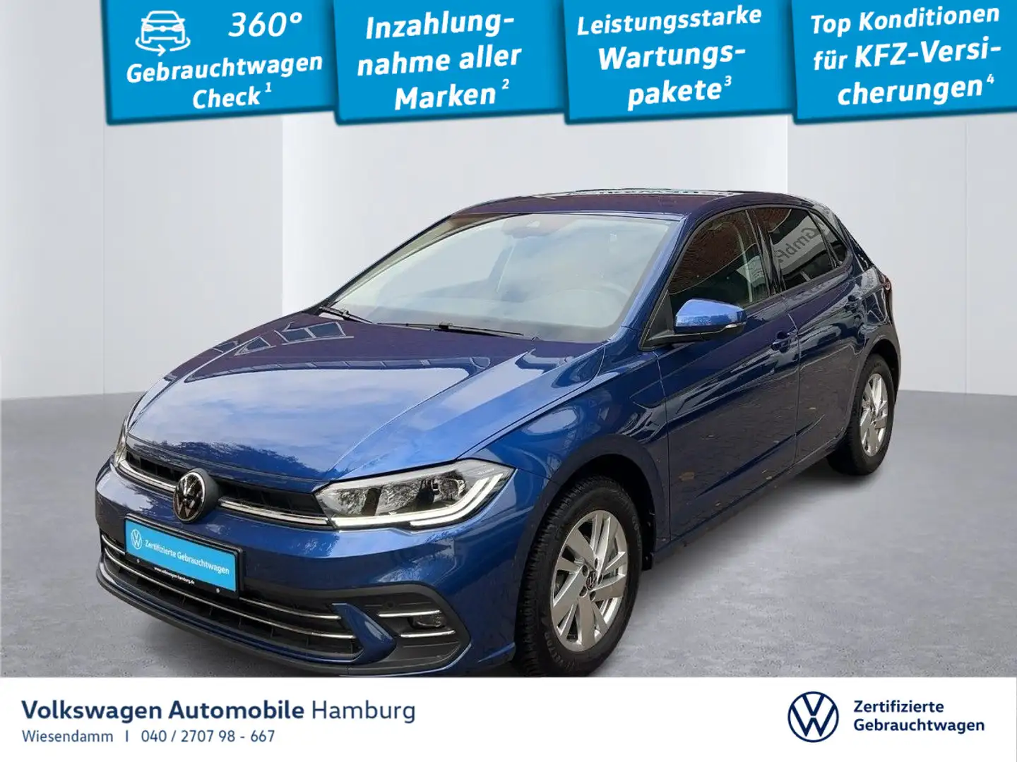 Volkswagen Polo 1.0 TSI Style DSG PDC ACC IQ.Light CarPlay Blau - 1