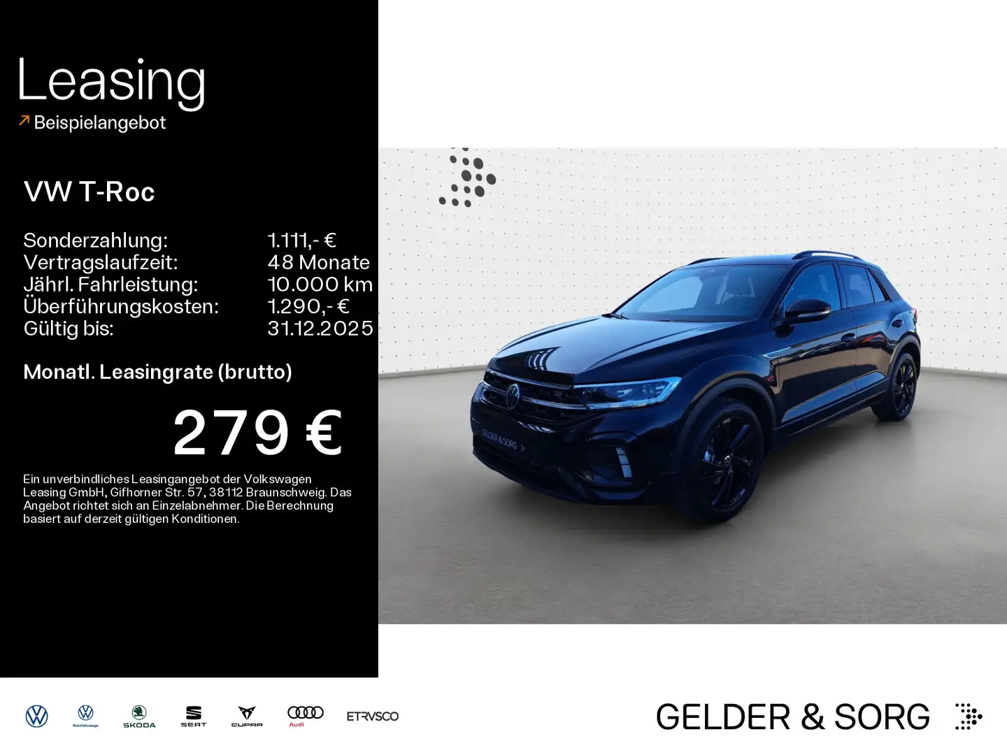 Volkswagen T-Roc R-Line 1.5 TSI |AHK|RFK|LED|NAVI|EASYOPEN Schwarz - 1