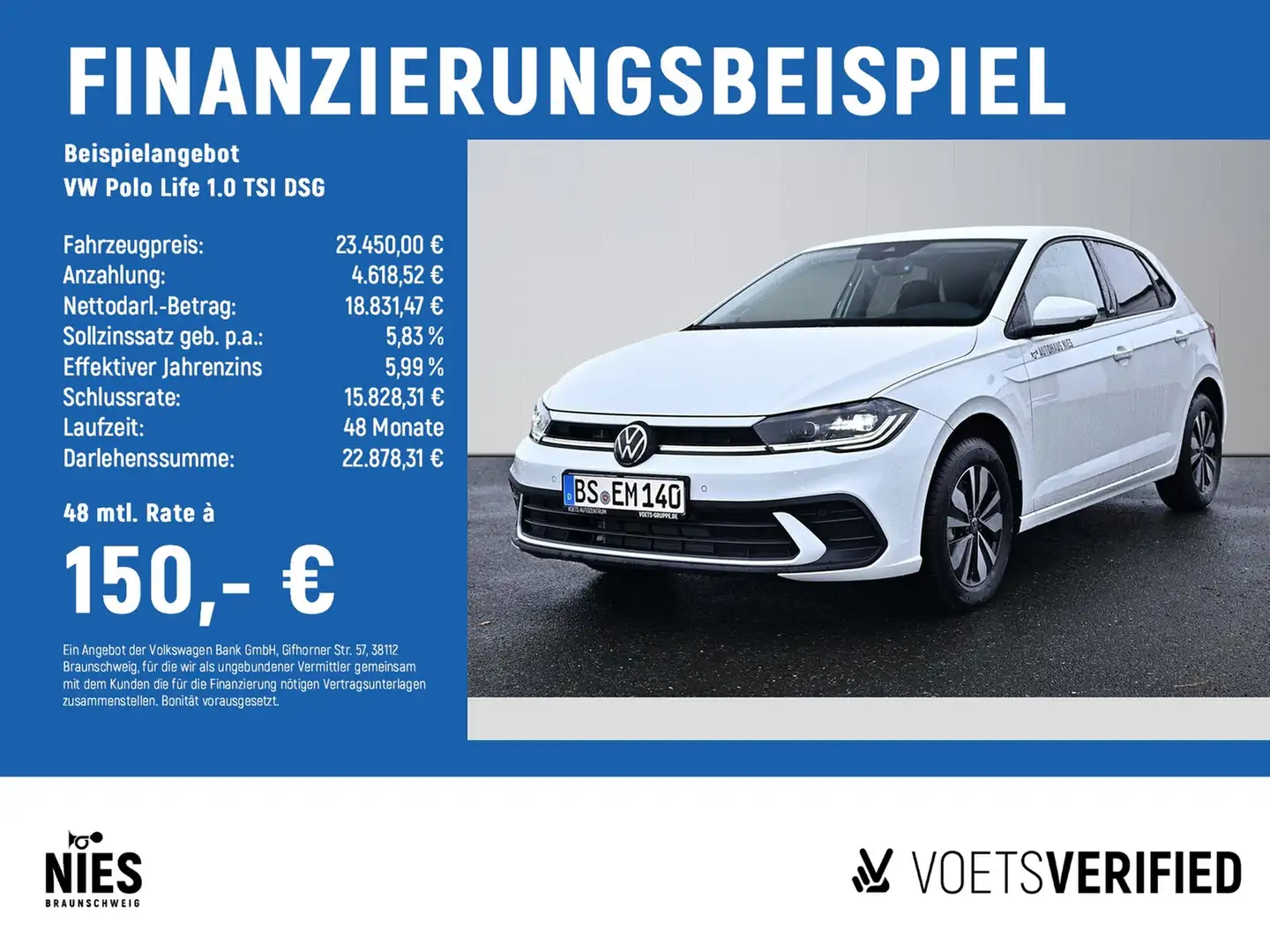 Volkswagen Polo Life 1.0 TSI DSG MATRIX-LED+App-Connect Weiß - 2