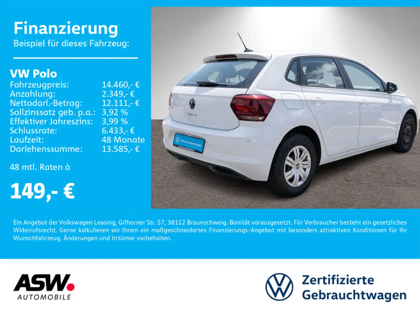 Volkswagen Polo Trendline 1,0MPI NAVI PDC vo/hi KLIMAANLAGE Weiß - 1