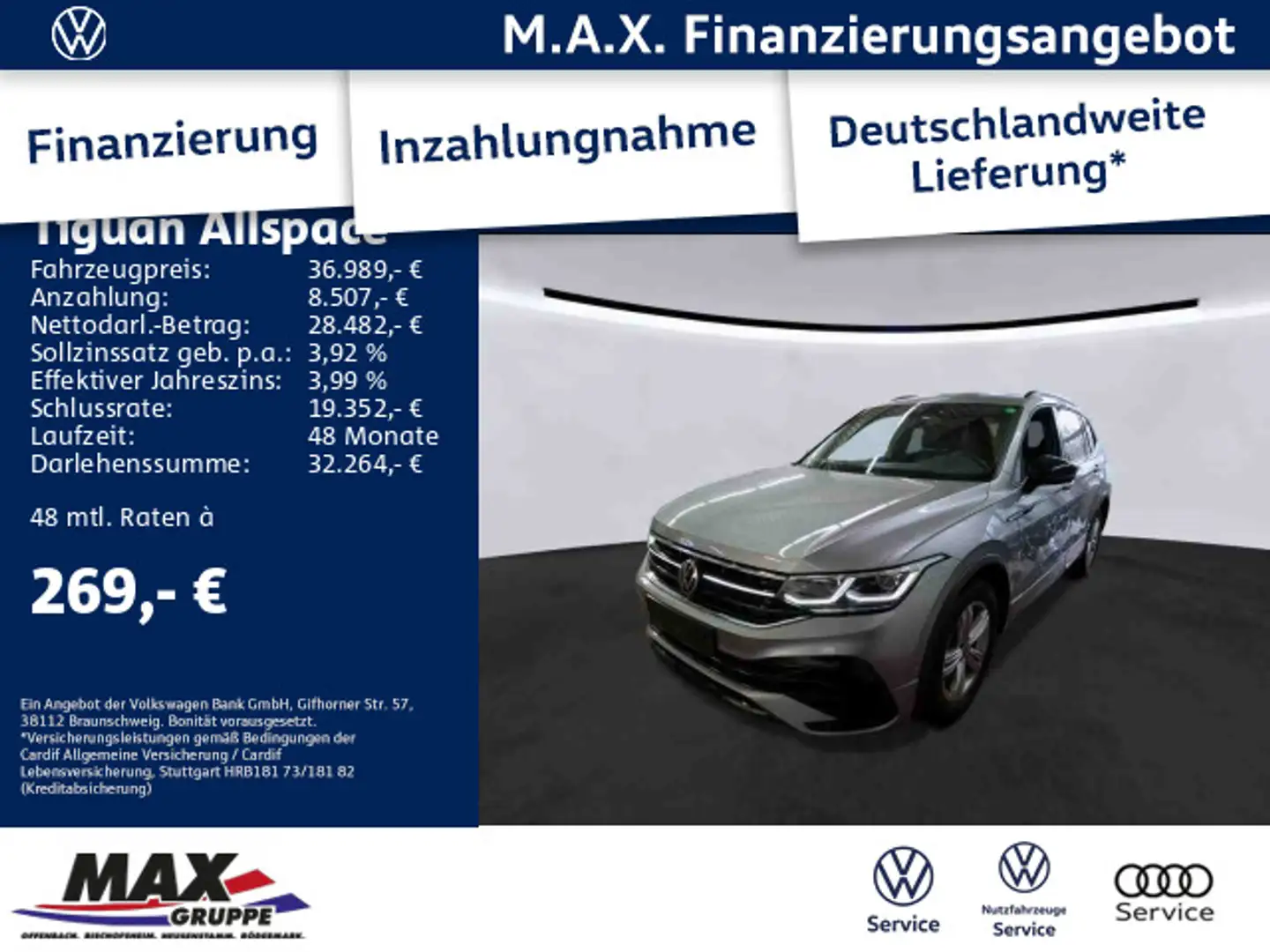 Volkswagen Tiguan Allspace 2.0 TDI DSG 4M R-LINE MATRIX LED Silber - 1