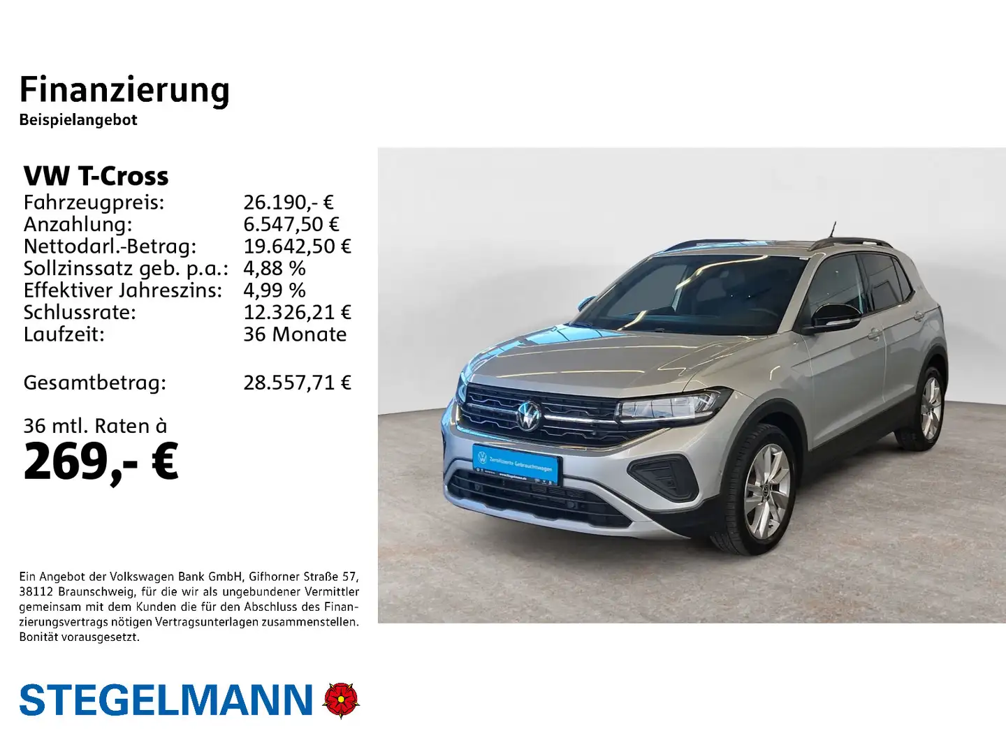 Volkswagen T-Cross 1.0 TSI DSG Facelift Goal *AHK*LED*Navi* Silber - 2