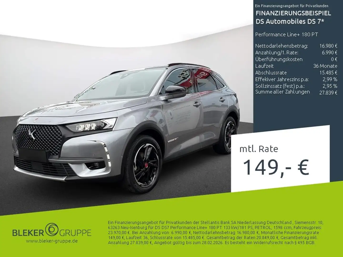 DS Automobiles DS 7 Crossback DS7 Performance Line+ 180 PT Gris - 1