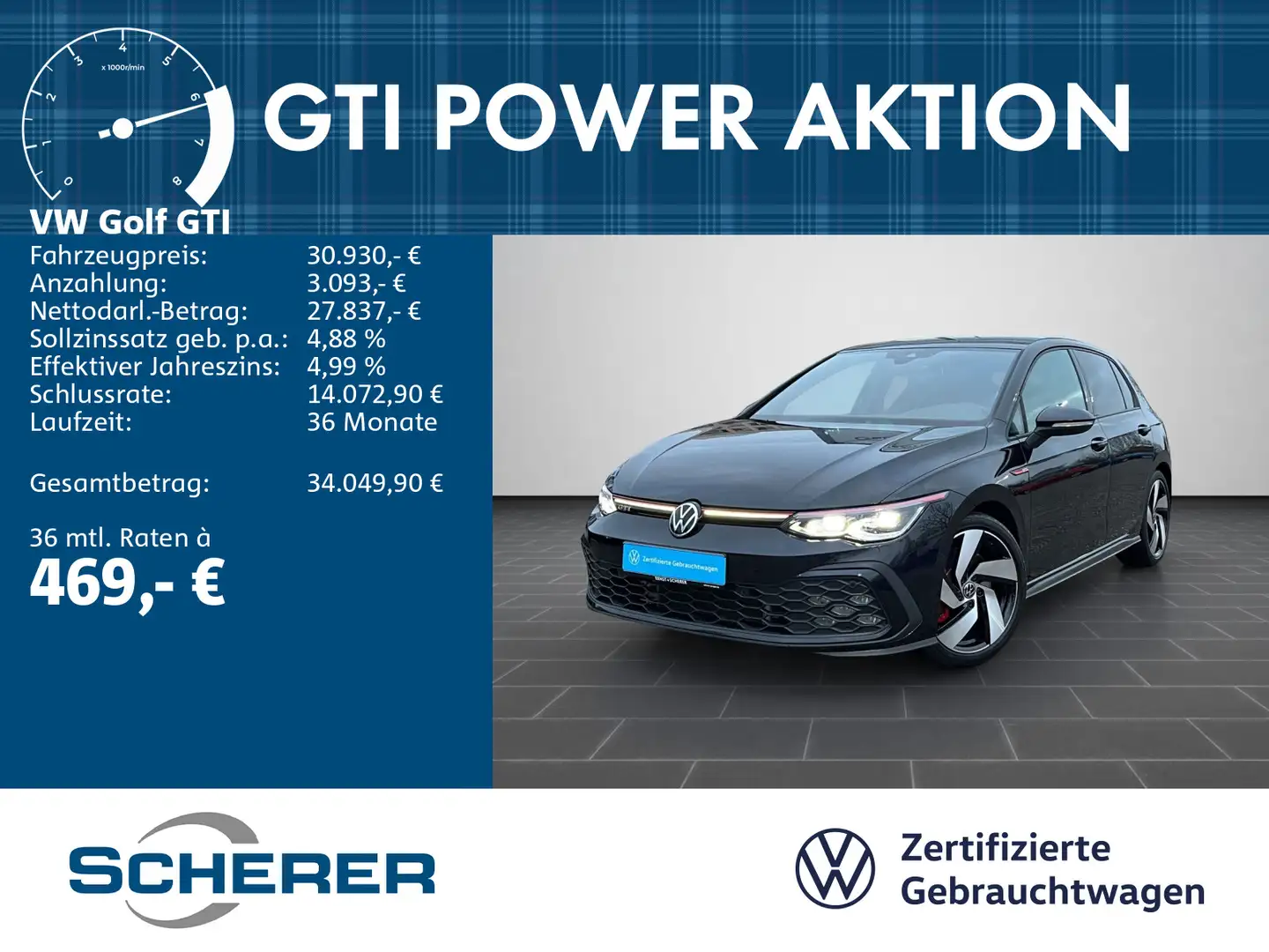 Volkswagen Golf GTI 2.0 TSI DSG DCC+ACC+IQ+App+Navi+Kamera Schwarz - 1