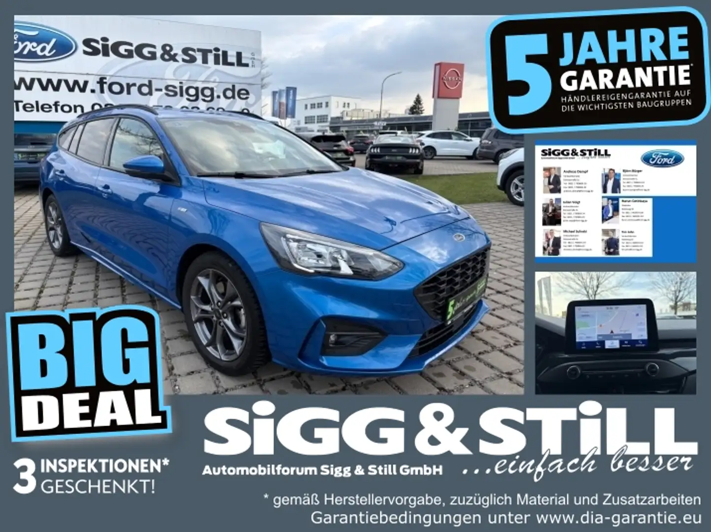 Ford Focus Turnier 1.0 ST-Line AT LED*iACC*NAV*SHZ*CAM Blauw - 1