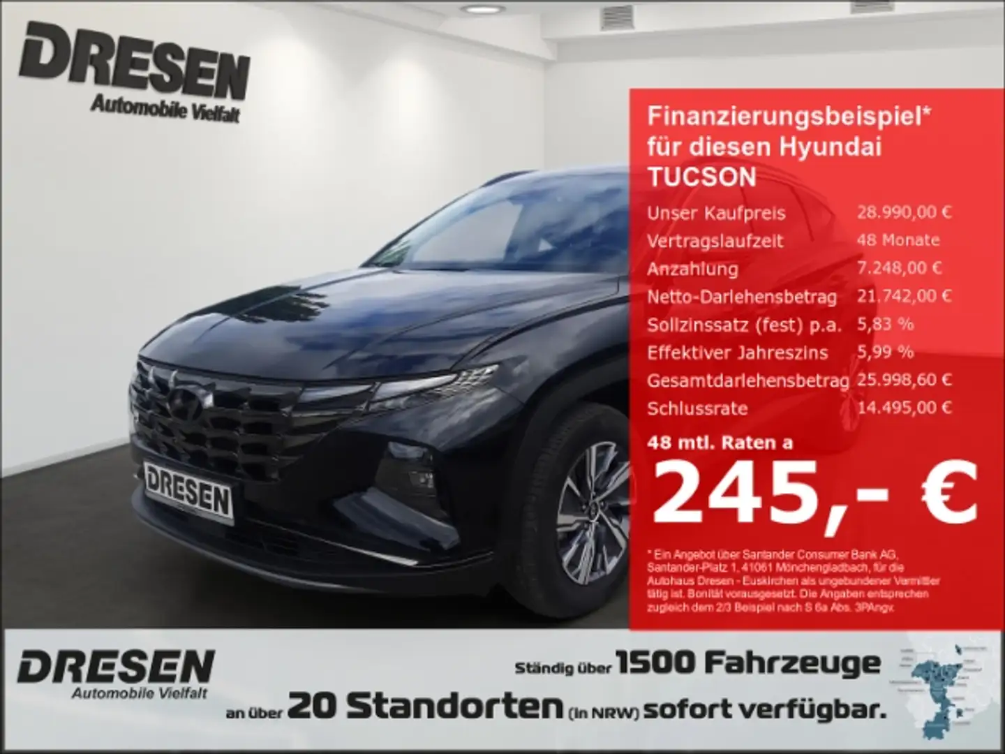 Hyundai TUCSON Hybrid 1.6 T-GDI AT 2WD Trend LED, NAVI, elektr. H Zwart - 1