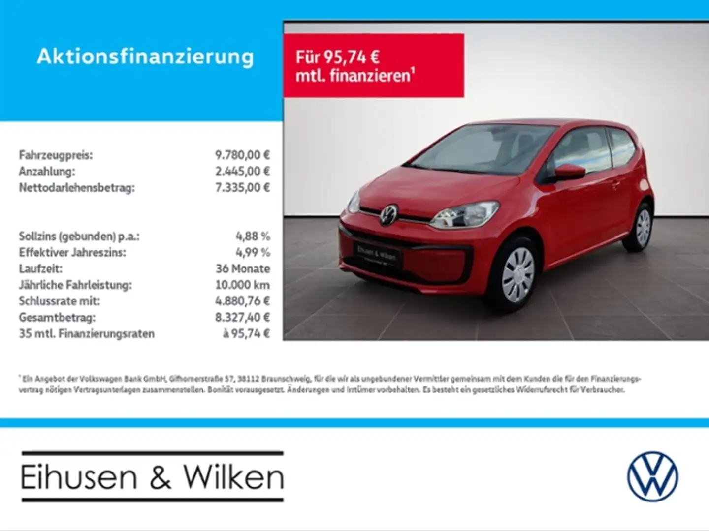Volkswagen up! 1.0+MOVE UP+KLIMA+BT+CONNECT+ Rot - 1
