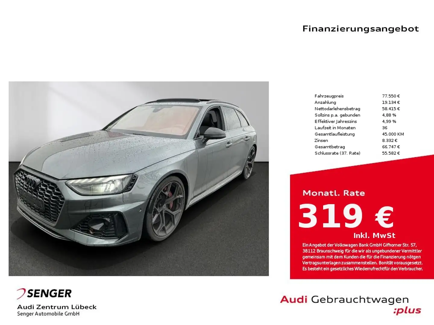Audi RS4 Avant Pano Matrix RS Comp. B&O AHK 290 km/h Grau - 1