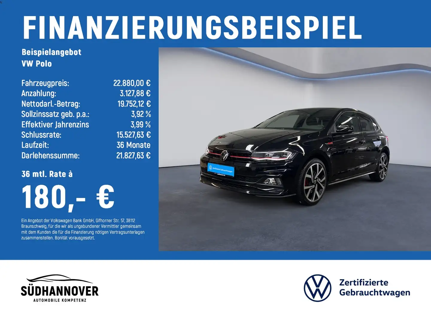 Volkswagen Polo GTI 2.0 TSI DSG PANO+LED+SHZ+PDC+KAMERA+GRA Schwarz - 2