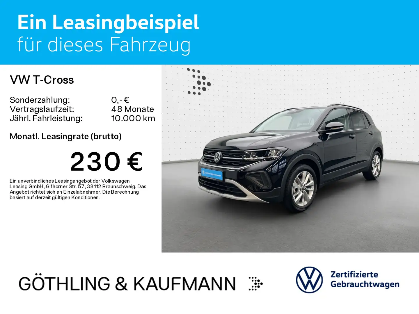 Volkswagen T-Cross Life GOAL 1.0 TSI*NAVI*LED*SHZ*PDC*ACC*A Schwarz - 2