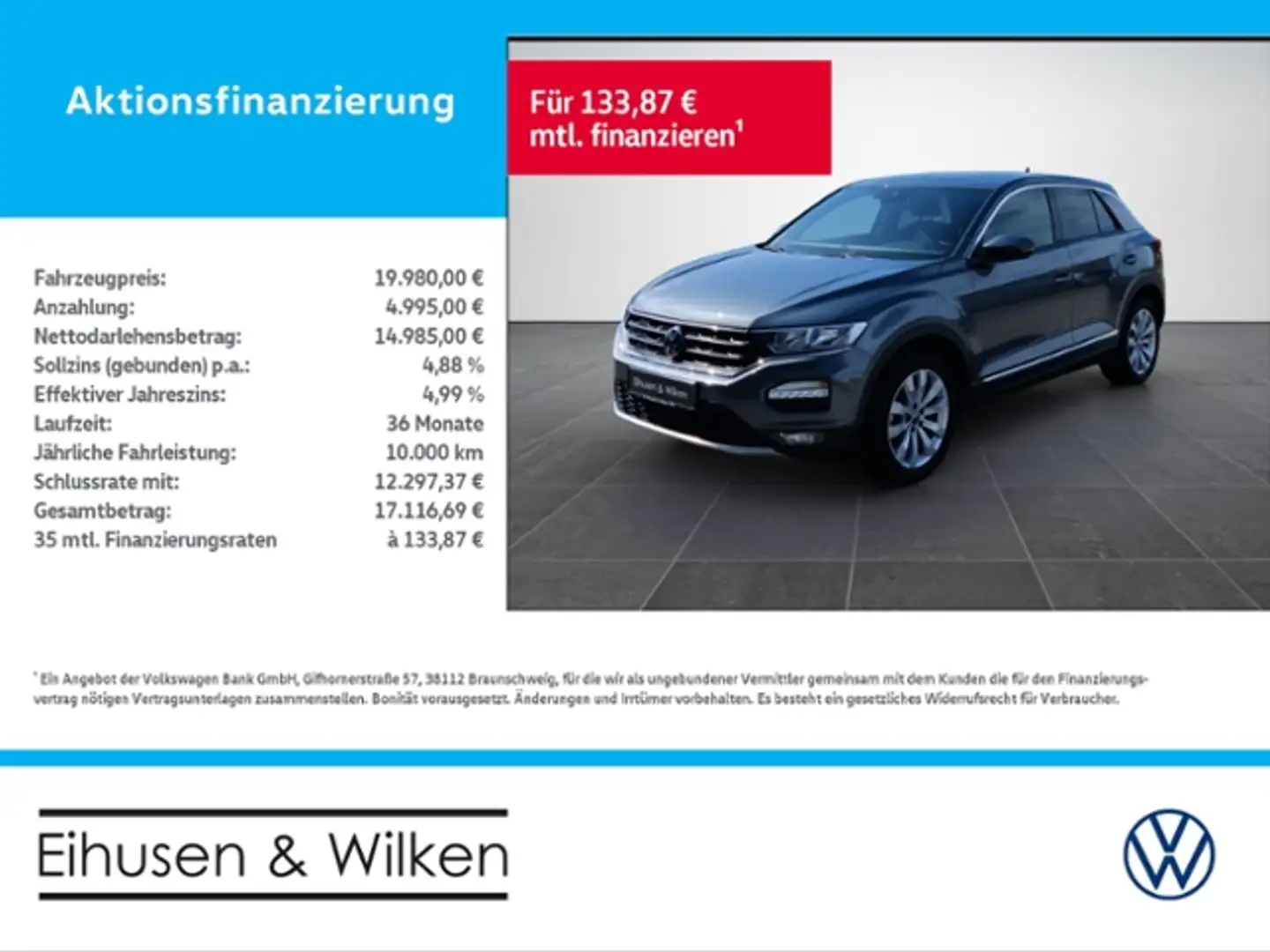 Volkswagen T-Roc 1.5+TSI+SPORT+KLIMA+PDC+AHK+DAB+BT+ Grijs - 1