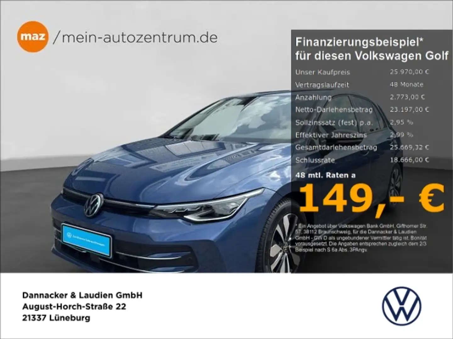 Volkswagen Golf VIII 1.5 TSI Goal Alu Matrix-LED AHK Navi A Blau - 1