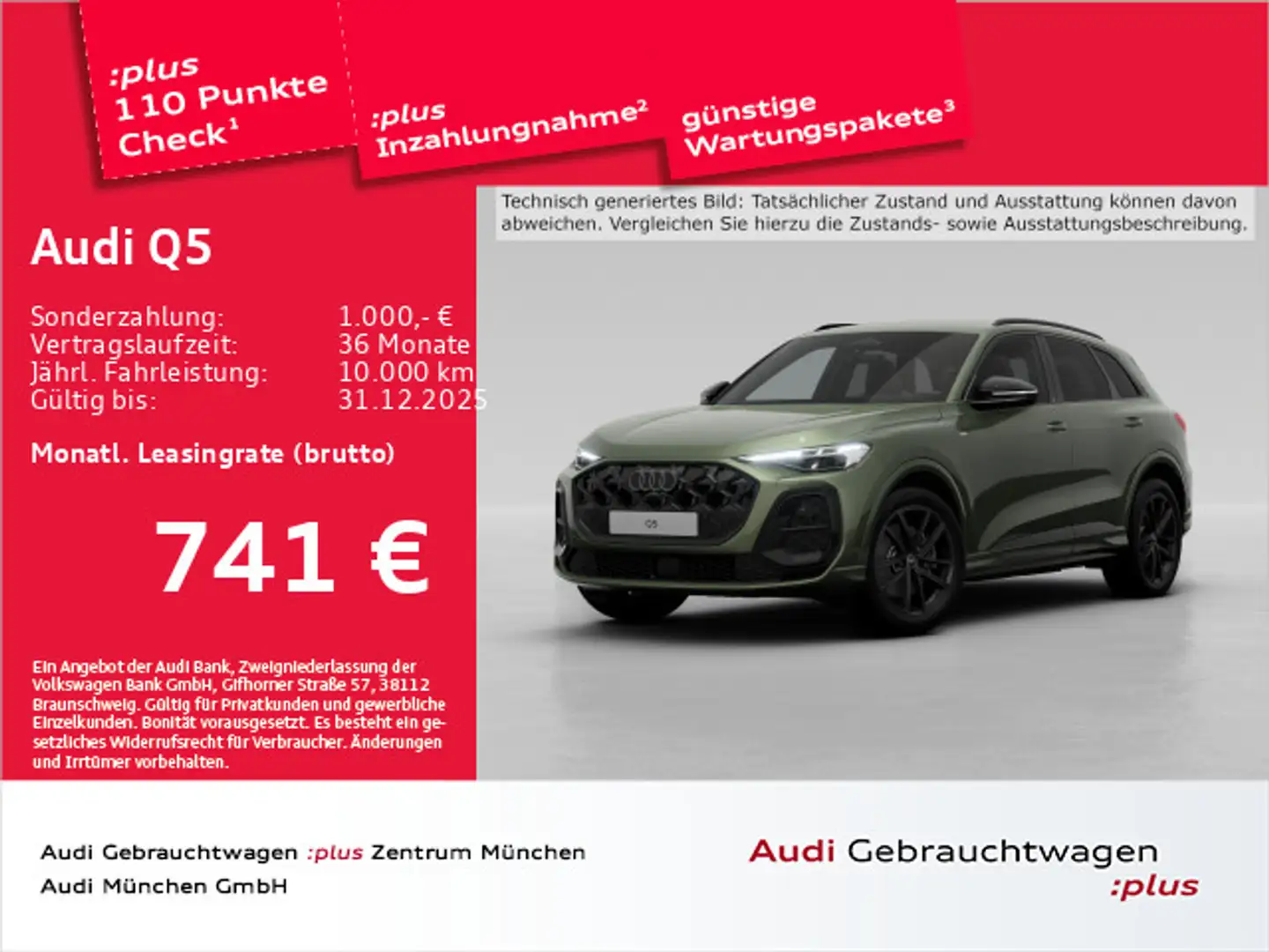 Audi Q5 TDI qu.150 kW S tronic ACC/AHK/LuftFed Grün - 1