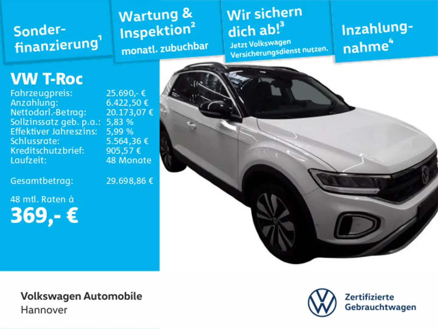 Volkswagen T-Roc 1.5 TSI Move Navi LED Dig.Cockpit SHZ PDC Weiß - 1