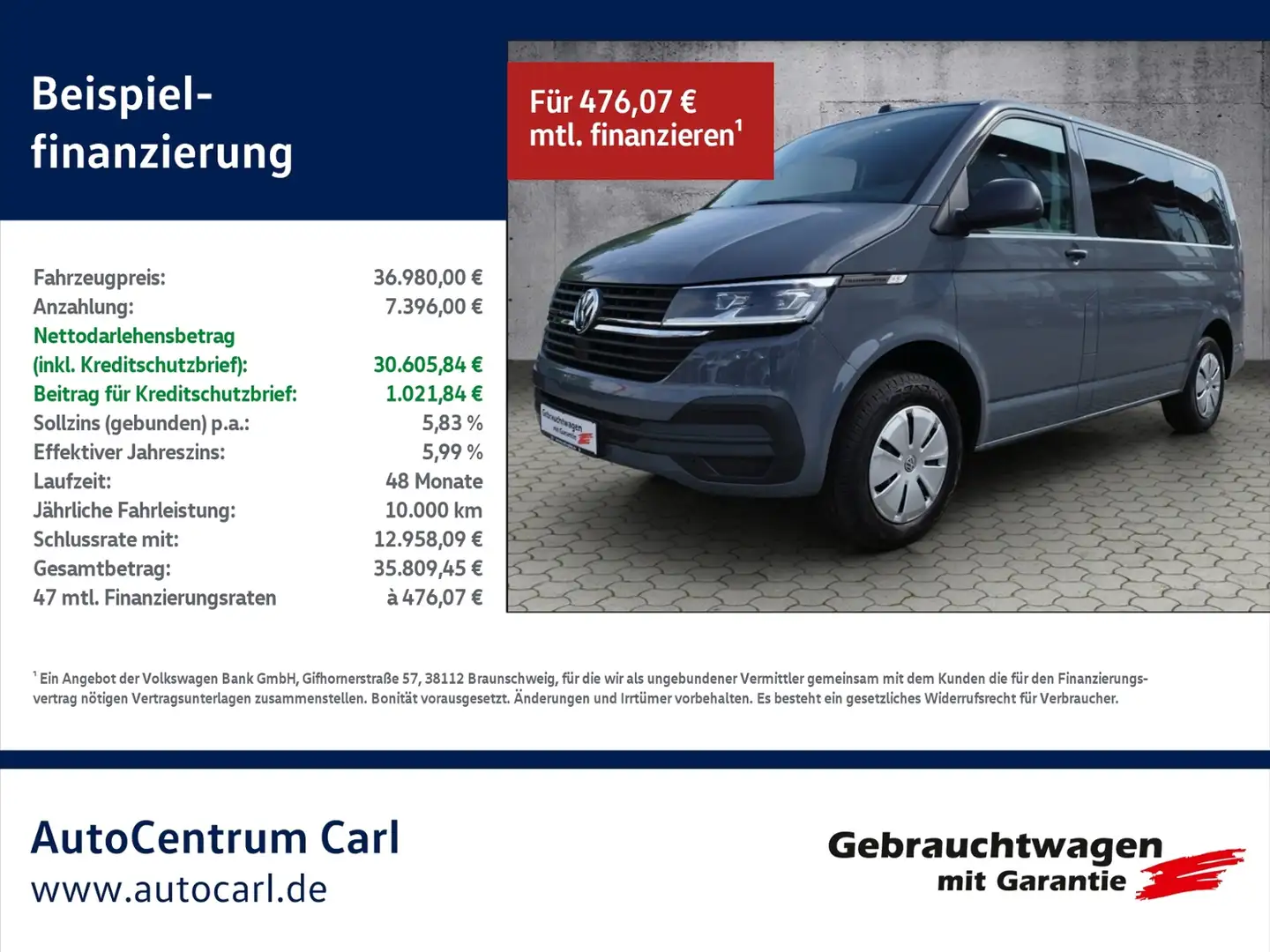 Volkswagen T6.1 Kombi EcoProfi 2.0 TDI DSG LED/SHZ/GRA KLIMA Gris - 1