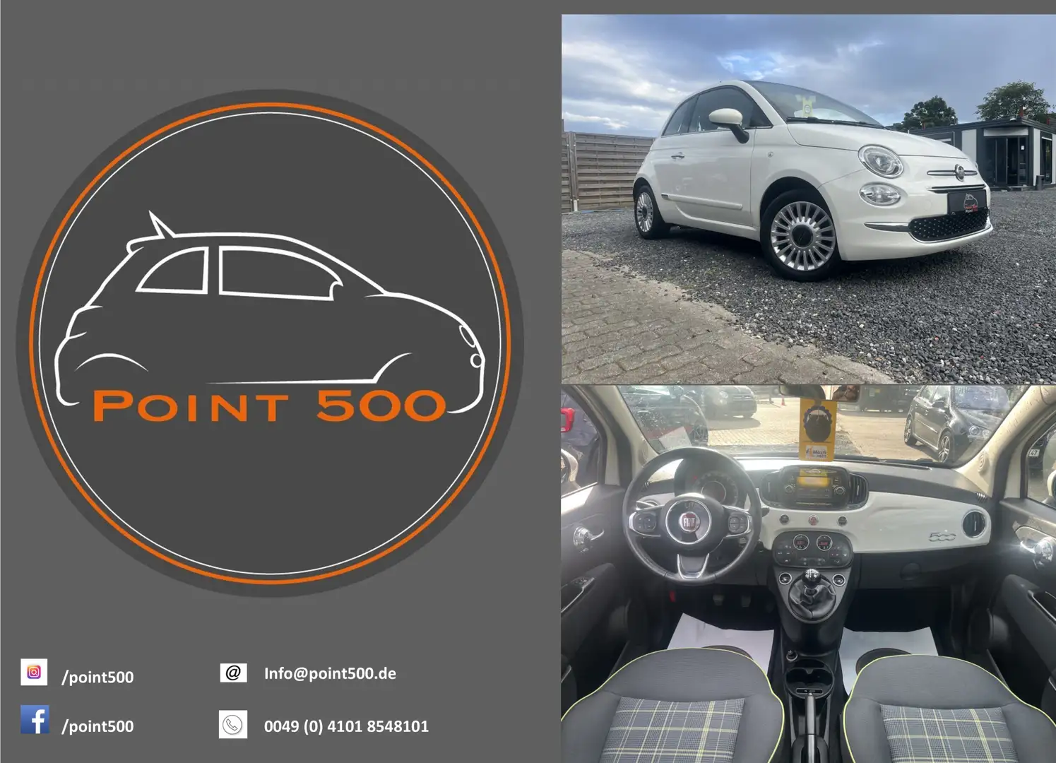 Fiat 500 PANO AC-AUTO PDC 2.HD RIESENAUSWAHL FIAT500! Weiß - 1