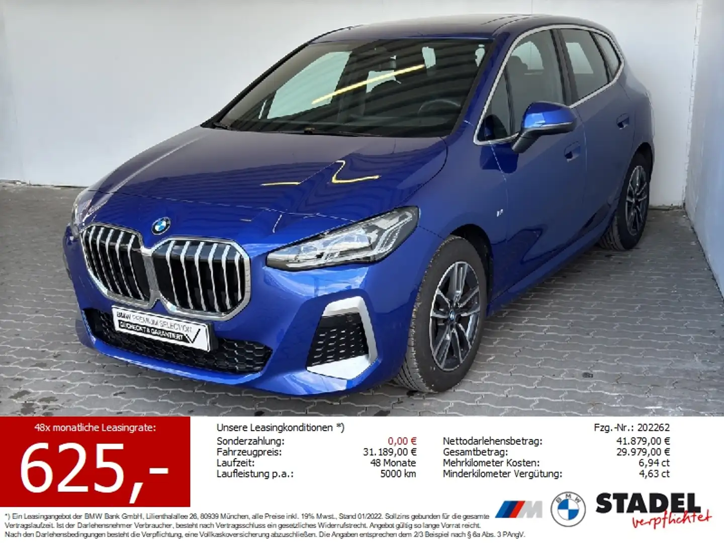 BMW 216 i Active Tourer M Sport Navi.LED.AHK.Pano.DA+ Blauw - 1