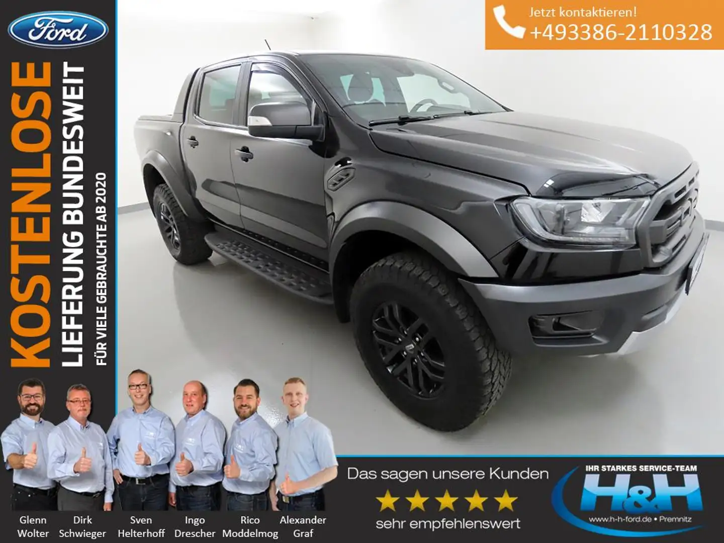 Ford Ranger 2.0 Aut. 4x4 Raptor AHK+Standhzg.+LED Schwarz - 1