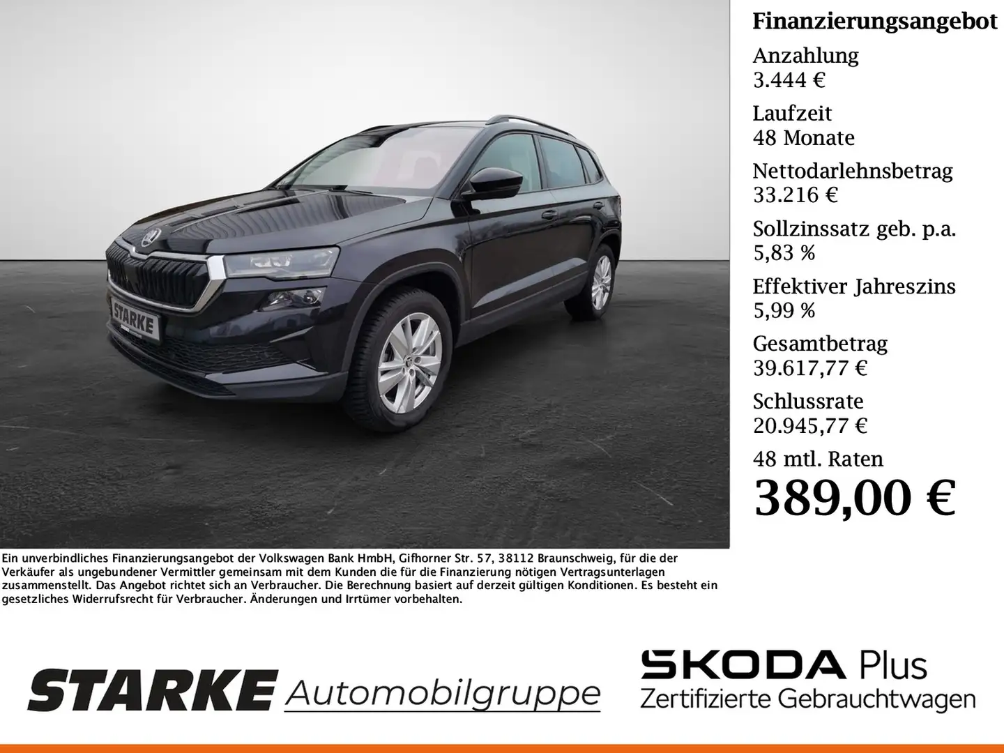 Skoda Karoq 2.0 TDI DSG 4x4 Drive Schwarz - 1