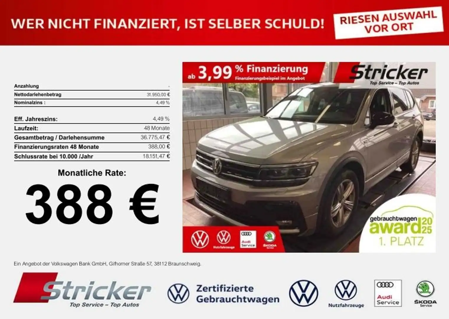 Volkswagen Tiguan Allspace R-Line Black Style 1.5TSI DSG 388,-ohne Anzahlung Silber - 2