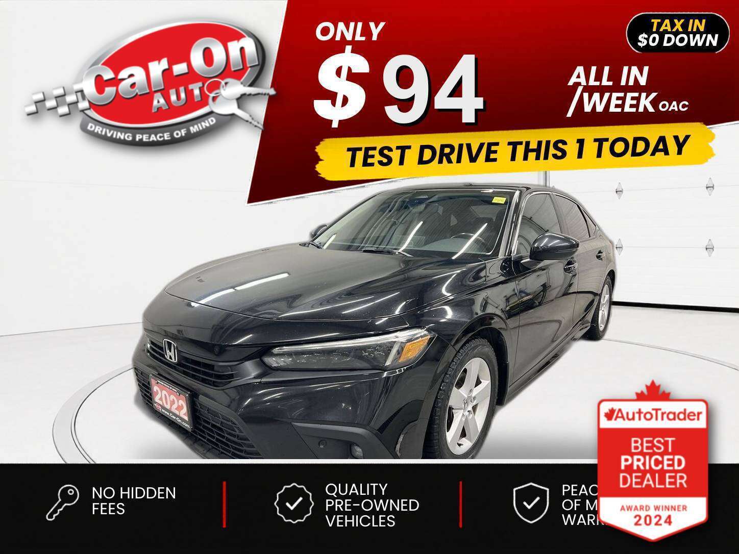 Black 2022 Honda Civic Touring FWD Sedan Front-Wheel Drive Automatic