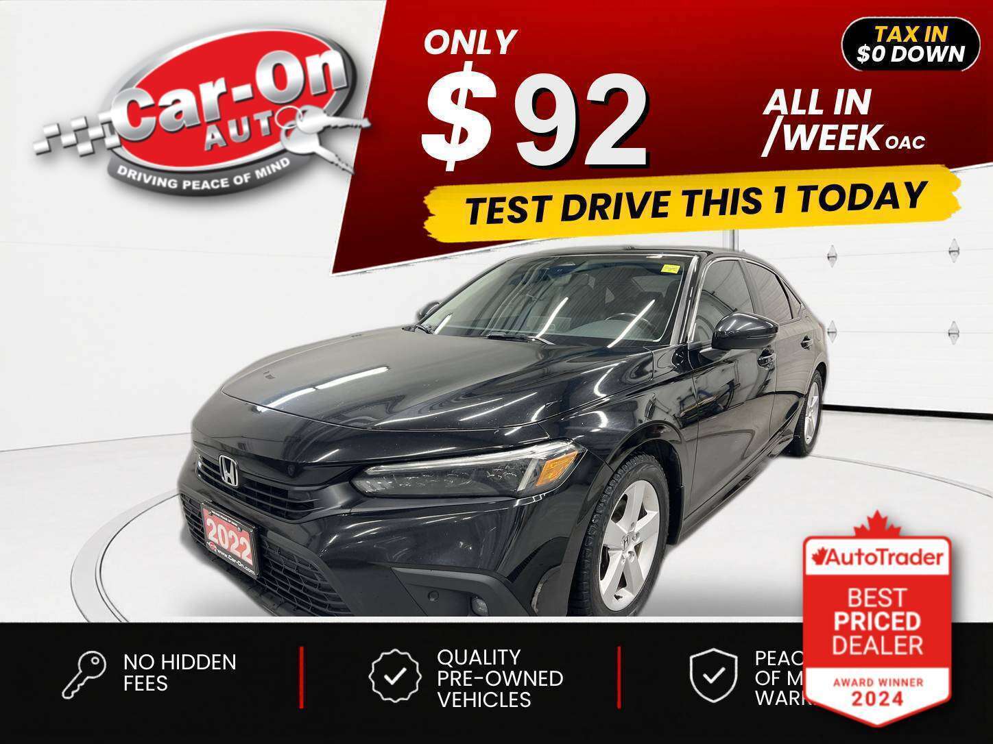 Black 2022 Honda Civic Sedan Front-Wheel Drive Automatic