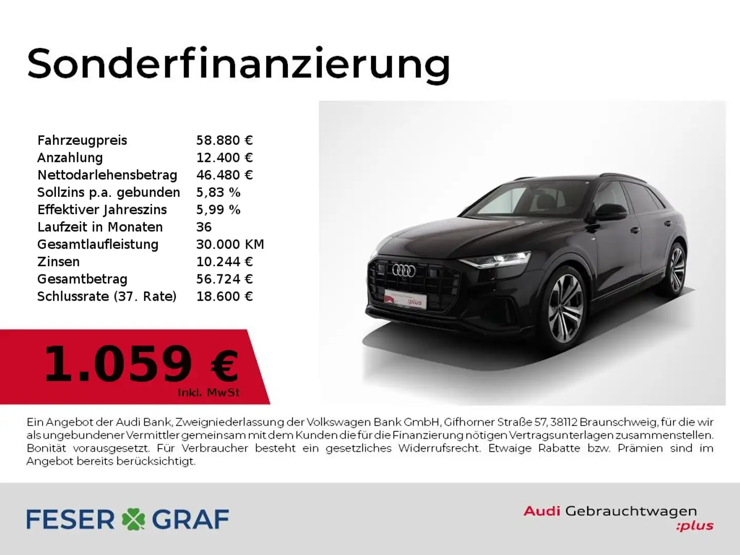 Audi Q8 55 TFSI e S line quattro S tronic LED / AHK / B&O Schwarz - 1