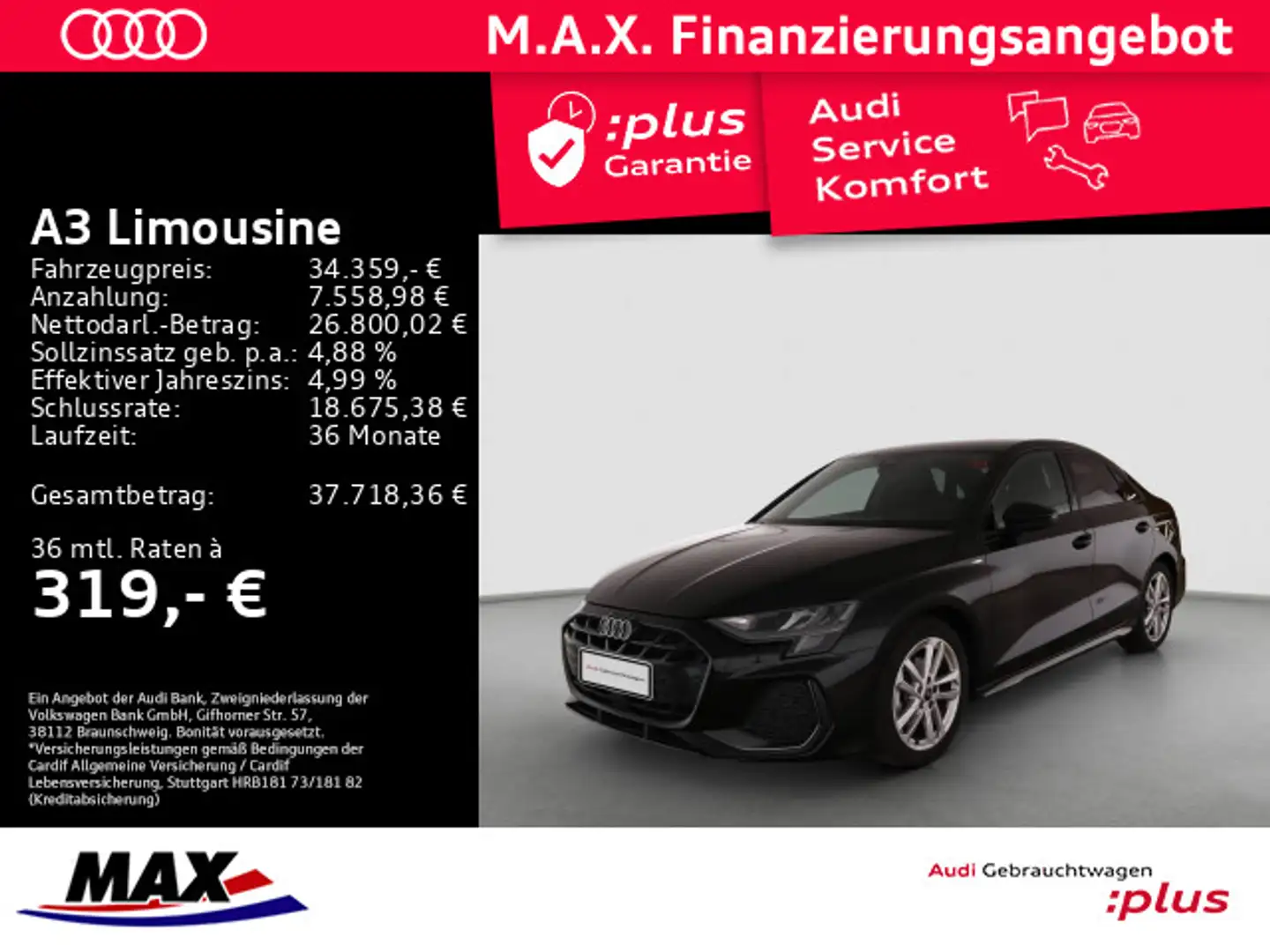 Audi A3 35 TFSI S LINE +LED+AHK+SONOS+NAVI+ Schwarz - 1