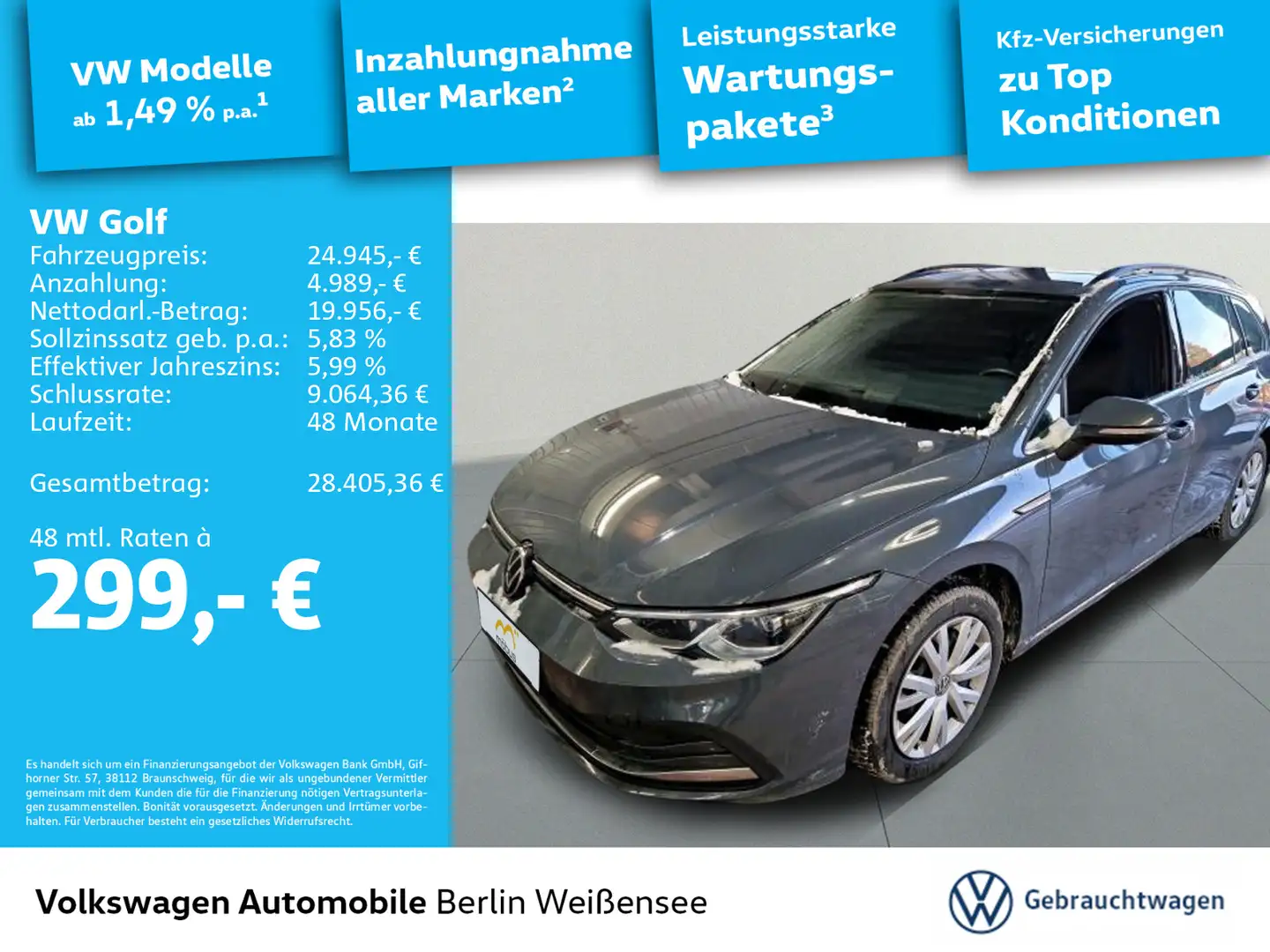 Volkswagen Golf VIII 2.0 TDI Style*APP*MATRIX*VC*NAVI*SIDE* Grau - 1
