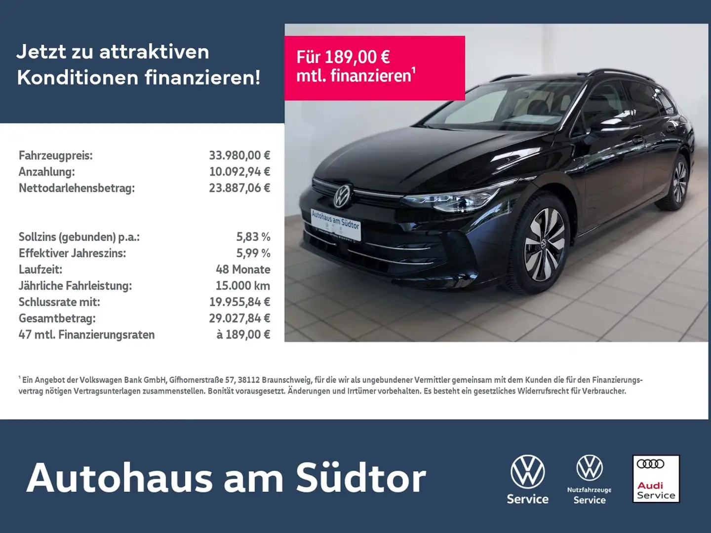 Volkswagen Golf Variant VIII Variant "GOAL" 2.0 TDI DSG | LED AHK RFK Noir - 1