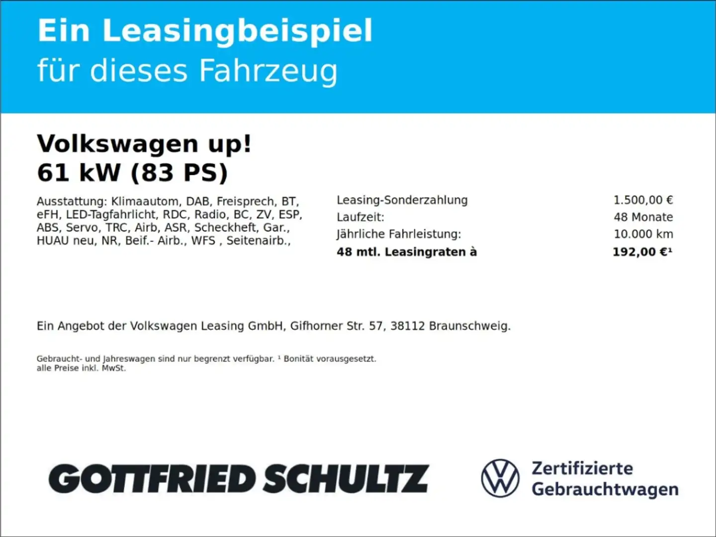 Volkswagen up! e-MOVE UP! HALOGEN RADIO ZV DAB Weiß - 2