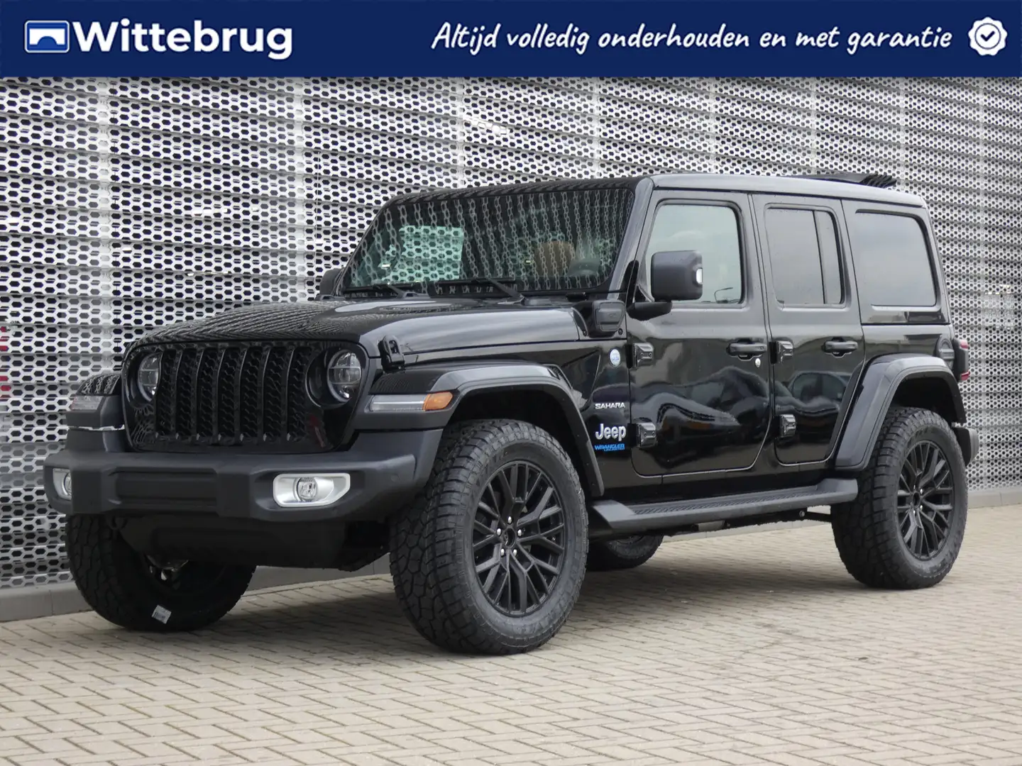 Jeep Wrangler Unlimited 4xe 380 Sahara CABRIO & BRUIN LEER & 20 Zwart - 1