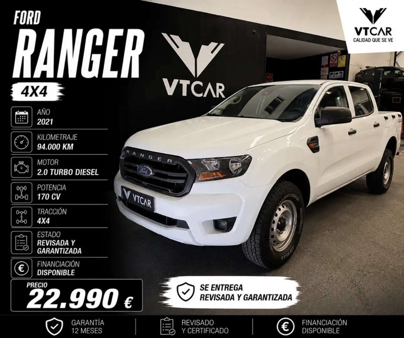 Ford Ranger 2.0 Ecoblue S&S DCb. XLT 4x4 170 Blanco - 1